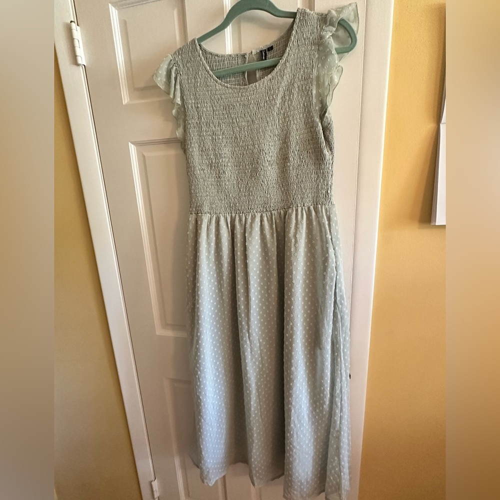 Amazon Smocked Midi Dress - Mint Green - large